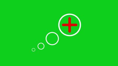 Bir çemberin içindeki beyaz tıbbi artı işareti, parlak yeşil bir zemin üzerinde genişleyen beyaz baloncuklardan oluşur. Bu da sağlık, bakım ya da elementler eklendiğini gösterir..