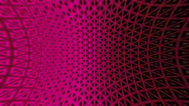 Pembe üçgenlerden oluşan kavisli soyut bir şebeke. Hipnotik tünel benzeri bir şablon yaratıyor. Pürüzsüz gölgeleme ve siyah arka planda üç boyutlu illüzyon..
