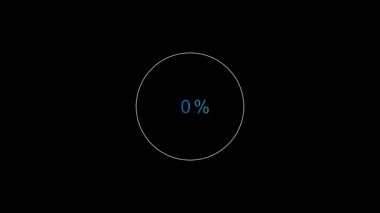 Pürüzsüz dairesel ilerleme animasyonu, temiz mavi ve siyah dizayn ile yüzde 70 'e kadar sayan, bilgi grafikleri, veri görselleştirmesi veya UI elementleri için uygun