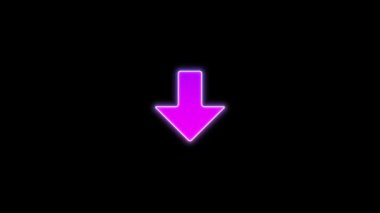 Parlak pembe neon ok, koyu siyah bir arkaplan üzerinde aşağıya doğru işaret ediyor, UI ipuçları, dijital yönler için ideal, ya da modern görsel tasarımda indirme komutları için.