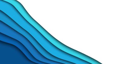 Katmanlı mavi kağıtlı modern soyut arkaplan beyaz dalgaları keser. Okyanus veya sıvı temalı sunumlar, kapaklar, afişler ve yaratıcı projeler için idealdir.