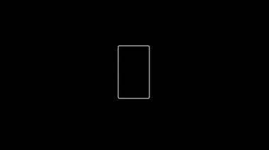 Siyah arka planda dönen beyaz çizgili dikdörtgenin minimum animasyonu. Arayüz tasarımı veya soyut görseller için uygun olan temiz hareket grafik ögesi.