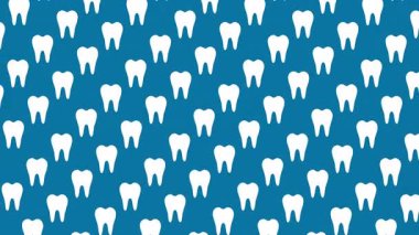 Katı mavi arka planda, minimalist, pürüzsüz beyaz dişler, diş bakımı için mükemmel, ağız hijyeni, ya da tıbbi temalı tasarımlar..