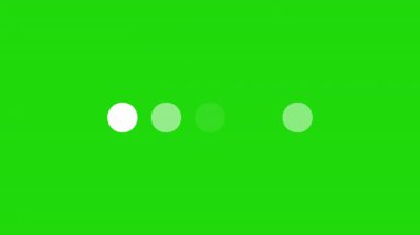 Minimalist yükleme animasyonu, kullanıcı arayüzü ve ekran geçiş kavramları için ideal parlak yeşil bir arkaplan üzerinde solmuş dört daireyi dizi halinde gösterir