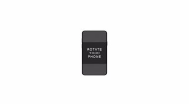 Merkezinde bir mesaj bulunan akıllı telefonun minimalist animasyonu, ekranın yönlendirilmesini önermek için genellikle uygulamalarda ve web sitelerinde kullanılan telefonunuzu döndürün diyor.