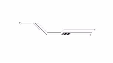 Bağlı düğümler ve geometrik tasarım ile ince siyah elektronik devre çizgisinin basit animasyonu, dijital yolları veya teknolojik bağlantıları sembolize eder