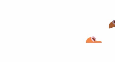 Turuncu ve kahverengi renkli yumuşak hayvan kulaklı iki çift çizgi film tarzı ev terliği. İçerideki rahat ayakkabılar, eğlenceli tasarım, beyaz üzerine izole edilmiş..