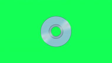Parlak bir CD 'nin düz çizimi, parlak yeşil arkaplan odaklı yansıma özellikleri. Teknoloji, medya, müzik veya geçmişe dönük depolama kavramları için ideal.