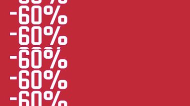 Parlak kırmızı tanıtım arkaplanı ve% 60 indirim gösteren kalın metin. Mevsimlik satışlar, pazarlama afişleri veya perakende reklamları için mükemmel..