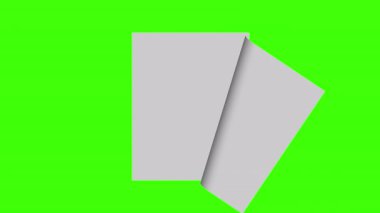 Yeşil ekran arka planında dönen tek bir kağıt parçasının 3 boyutlu animasyonu. Video, sunum veya hikaye anlatma görsellerinde krom anahtar geçişleri için idealdir.