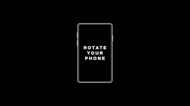 Minimalist animasyon, telefonunuzu siyah arka planda çevirerek akıllı telefon hatlarını gösteriyor. Uygulamalar ve videolarda ekran yönelimi olarak kullanışlı.
