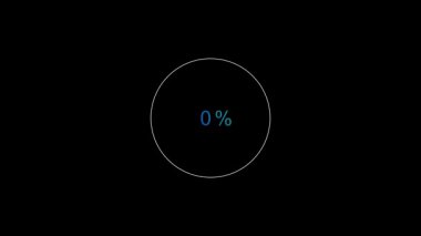 Siyah zemin üzerinde% 60 'lık bir tamamlamayı gösteren mavi bir gradyan ile canlandırılmış dairesel ilerleme çubuğu, yükleme, performans veya ilerleme izlemesini temsil ediyor.