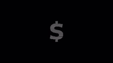 Siyah arkaplan üzerinde karalama tarzı yatay çizgiler çizilmiş dolar işareti, finansal veya soyut hareket teması için idealdir.