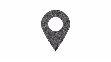 El çizimi biçim haritası konum belirleyicisi, beyaz arkaplan üzerine karalama dokusu, navigasyon veya yaratıcı bir şekilde coğrafi konumu temsil eder.