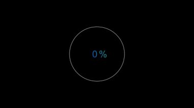 Canlandırılmış dairesel ilerleme göstergesi% 30 'u gösteriyor, siyah arkaplan üzerinde mavi gradyan inme, gösterge panelleri, analitik veya UI veri elemanları için kullanılır
