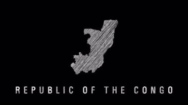 Kongo Cumhuriyeti 'nin altında sanatsal dokusu ve cesur ülke adı bulunan siyah-beyaz çizim haritası.