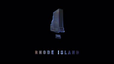 ABD eyaleti Rhode Island 'ın, parıldayan efektli koyu cam tasarımlı, modern grafik kullanımı için zarif minimalist harita silüeti