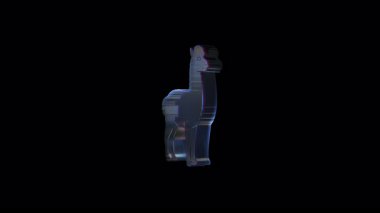 Friendly llama figure with bright contours and smooth surface, rendered in abstract neon style on dark background, emphasizing posture and gentle features