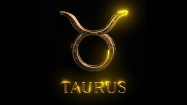Koyu arkaplanda parlayan Altın Boğa burcu sembolü astroloji, yıldız falı ve parlak metalik efektli toprak enerjisini temsil ediyor..