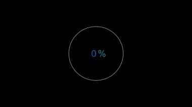 Minimalist dairesel ilerleme göstergesi% 10, parlak mavi segmenti ve siyah arkaplanı var. UI, uygulama arayüzleri ya da gösterge paneli görselleri için mükemmel.