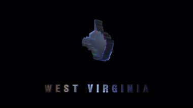 Batı Virginia eyaletinin parlak kenarları koyu bir arka planda, modern coğrafi görseller, teknolojik arayüzler ve eğitim animasyonları için ideal.