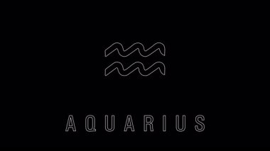 Beyaz çizgili Kova burcu simgesi saf siyah arkaplan üzerinde, yıldız falı, astroloji teması ya da modern minimalist tarzda göksel simge setleri için idealdir.