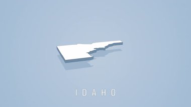 Açık mavi arka planda yumuşak gölgeli Idaho 'nun minimum 3 boyutlu temsili. Coğrafi tasarım veya sunumlar için temiz ve modern durum haritası şekli.