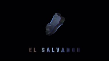 El Salvador 'un stilize edilmiş haritası. Parlak holografik hatları ve altında cesur ülke adı var. Parlak ve dijital bir görünüm için siyah bir arkaplanda sergileniyor.