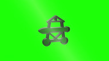 Yüksek çözünürlüklü ve mükemmel krom anahtar şeffaflığı olan hassas mühendislik ürünü metalik roket fırlatıcı yeşil ekran üzerinde düzgün dönüyor.