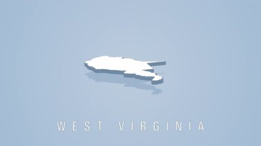 Batı Virginia haritası açık mavi zemin üzerinde dönüyor, ABD, coğrafya veya siyaset videoları için kullanışlı
