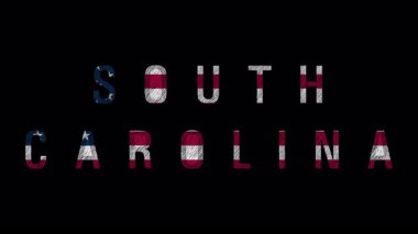Güney Carolina resmi bayrağı yavaş yavaş simgesel amblemi ortaya çıkarıyor koyu minimalist arka plana karşı, bölgesel gurur ve ulusal kimliği sembolize ediyor