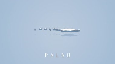 Palau takımadalarının coğrafi temsili, pasifik bölgelerindeki kırsal yerleri gösteren, açık mavi arka planda yavaşça dönen,