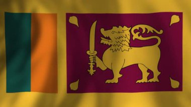 Çoklu Sri Lanka bayraklarında dalgalanan ulusal gurur dinamik bir şekilde dalgalanan, canlı renklerle birlikte birlik ve kültürel kimliği simgeleyen rüzgar hareketiyle dans eden