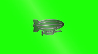 Yeşil ekranda dönen gümüş zeplin, giriş, çıkış ve video projeleri için ideal