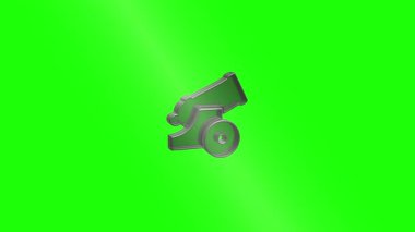 Metalik topçu parçaları kademeli olarak toplanıyor, mekanik bileşenler kroma anahtar yüzeyine sorunsuzca bağlanıyor, karmaşık askeri mühendislik tasarımı ortaya çıkıyor