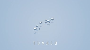 Tuvalu haritası açık mavi arkaplan üzerinde pürüzsüz döner, temiz, modern tasarım yaklaşımı ile minimalist coğrafi temsil sunar
