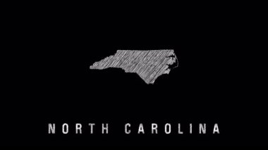 Kuzey Carolina haritası bu kusursuz döngü animasyonunda tahtaya tebeşirle çiziliyor.