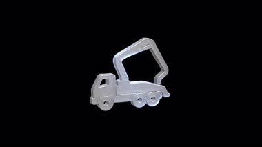 Çağdaş inşaat mühendisliği tasarımı temsil eden, parlak siyah arka plana karşı krom metalik kaplama ile dönen beton karıştırıcı kamyon