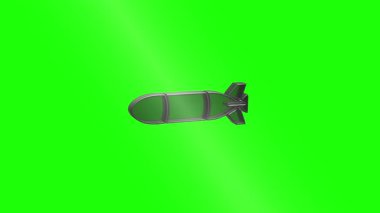 Yeşil ekran üzerinde sorunsuz dönen nükleer silah, yüksek çözünürlüklü 3D animasyon ile yıkıcı askeri teknolojinin karmaşık detaylarını ortaya çıkarıyor.