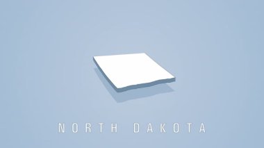 Kuzey Dakota durum haritası döndürme ve döndürme, asgari açık mavi arka plana karşı çoklu perspektiften coğrafi hatları ortaya çıkarır