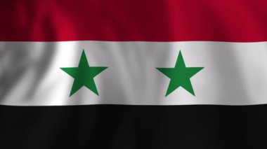Suriye ulusal bayrağı hafifçe dalgalanıyor, tarafsız arka plana karşı vatansever ruhu ve ulusal kimliği temsil ediyor