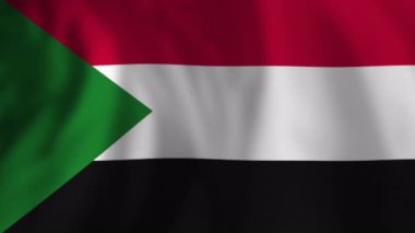 Sudanese national flag gently waving, looping seamlessly with vibrant red, green, white, black colors symbolizing national pride and identity