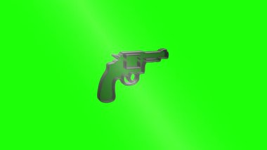 Precision metallic firearm smoothly assembling, rotating against green screen, showcasing engineering design and mechanical construction process