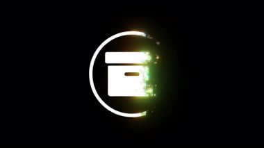 Dynamic animation showcasing a digital loading circle evolving into a storage box icon, symbolizing data storage and processing in a futuristic digital environment