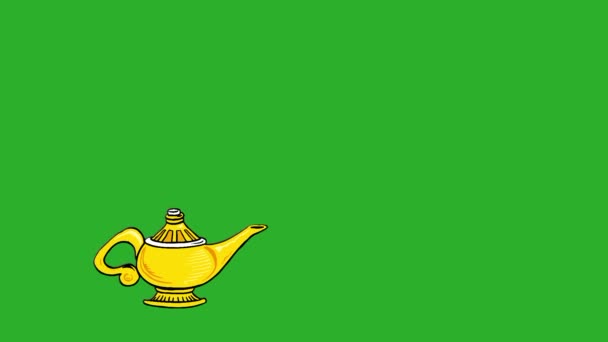 Πράσινο Τσάι Ένα Φλιτζάνι Κίτρινο Φόντο Διανυσματική Απεικόνιση Του Τζίνι — Αρχείο Βίντεο