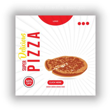 Tavuk ve Pizza yiyecek sosyal medya paylaşımı veya Burger yiyecek afişi şablonu