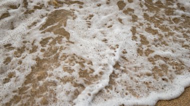 Deniz kumu berrak deniz suyunun arkasından açıkça görülebilir..