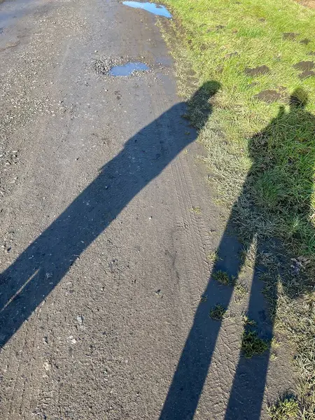 two shadows of people on the street