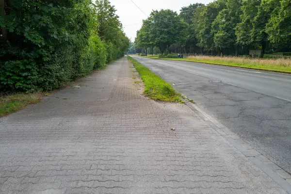 stock image Empty asphalt road with pavement and grass verge