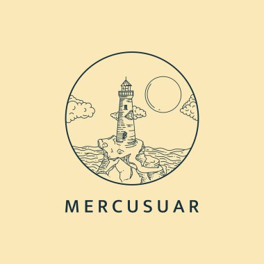 Minimalist deniz feneri logo çizgisi resim tasarımı şablonu